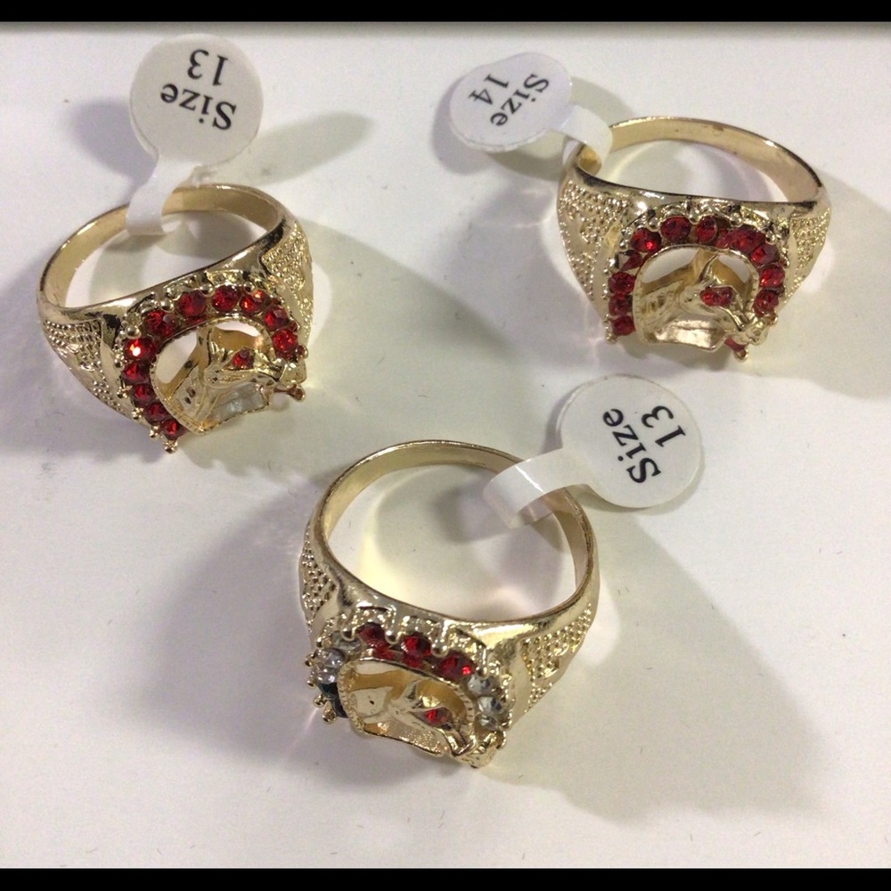 RINGS FOR MAN WITH COLOR STONE  14 K LAMINATED  GOLD PLATED SIZE 13 And14